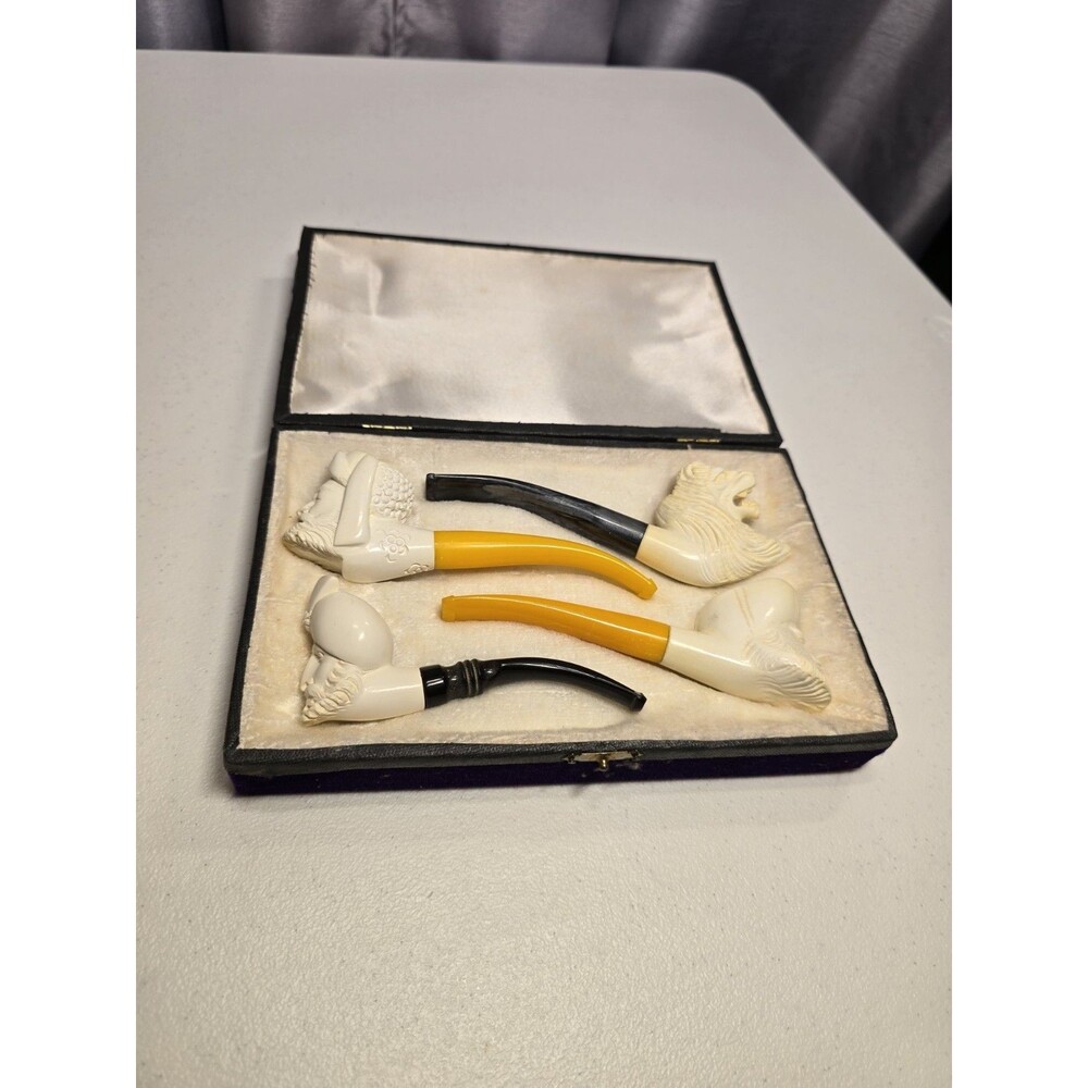 Meerschaum Turkish Salesman Sample Case Set Of 4 Pieces All Unused